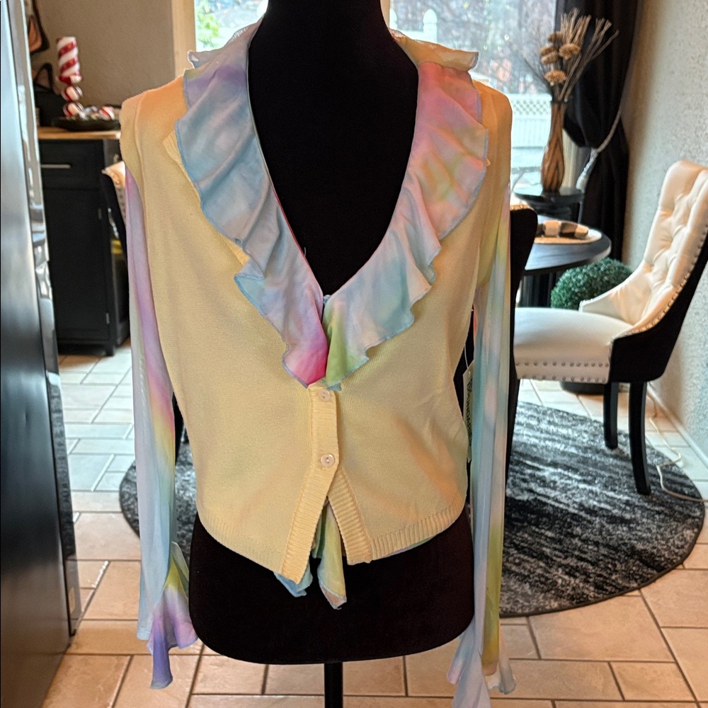 No Boundaries Multicolor Ruffle Sweater